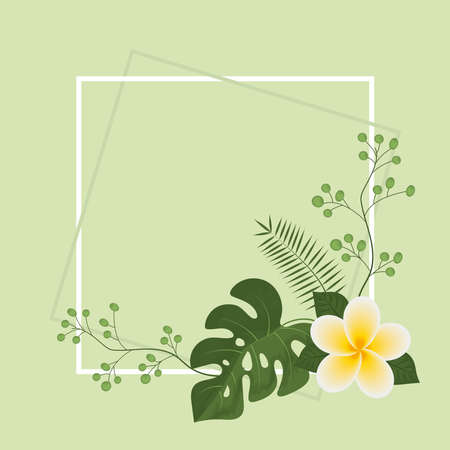 exotic flower and leafのイラスト素材