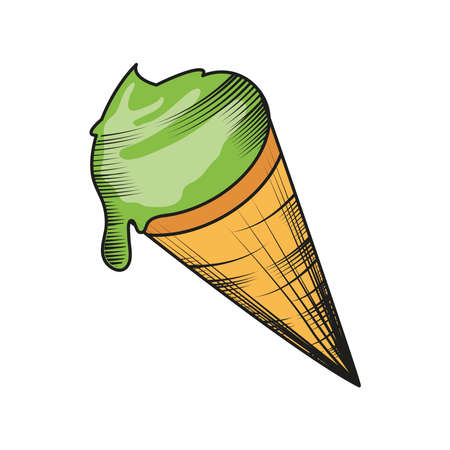 ice cream cone matchaのイラスト素材