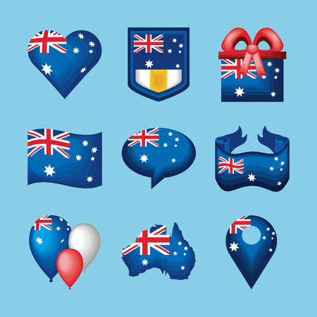 set of flags australiaのイラスト素材