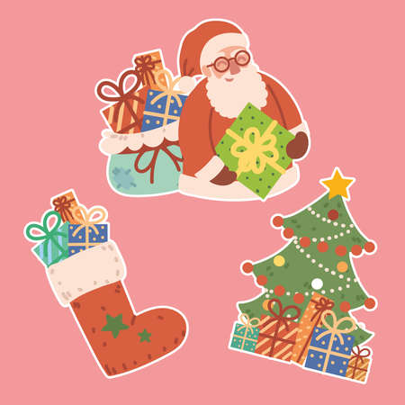 christmas stickers decorationのイラスト素材