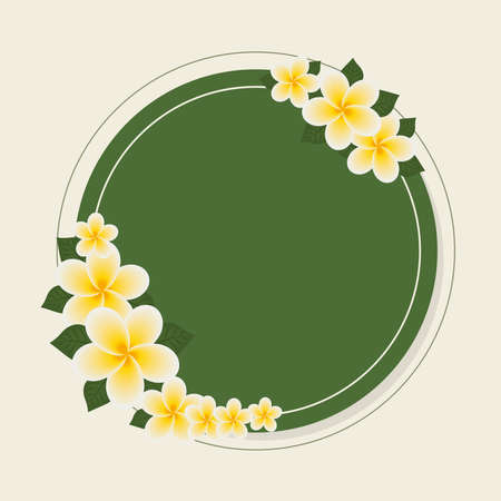 flowers leaves badgeのイラスト素材