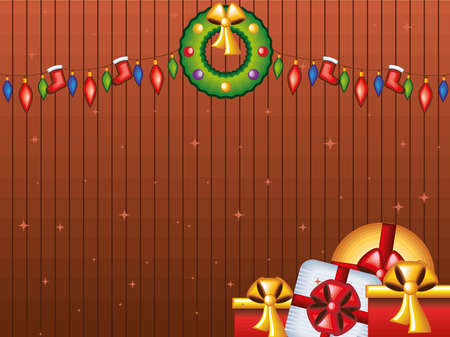 christmas gifts and lightsのイラスト素材