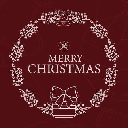 merry christmas wreathのイラスト素材