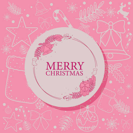 merry christmas pink bannerのイラスト素材