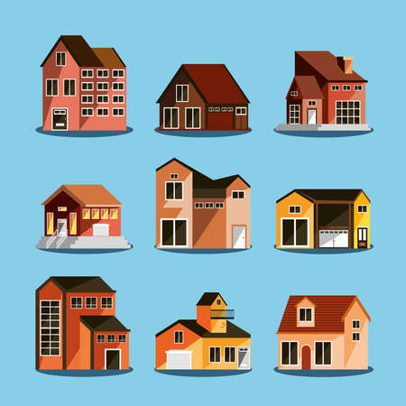set icons housesのイラスト素材