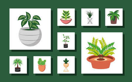 set green plant in potのイラスト素材
