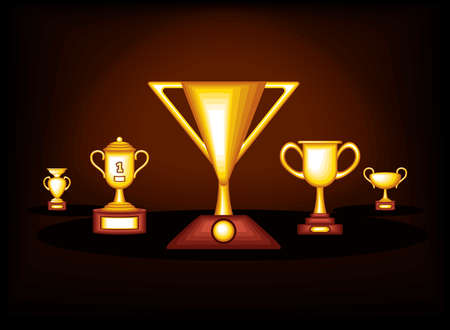 collection awards trophyのイラスト素材