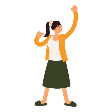 woman raised armのイラスト素材