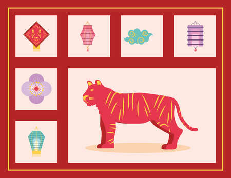 chinese new year icons setのイラスト素材