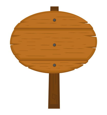round wooden sign in stick iconのイラスト素材