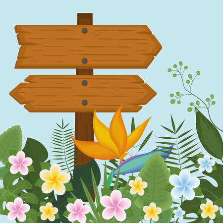 wooden sign in the gardenのイラスト素材
