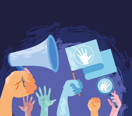 hands up human rights picketのイラスト素材