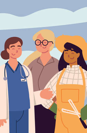 women character professionsのイラスト素材