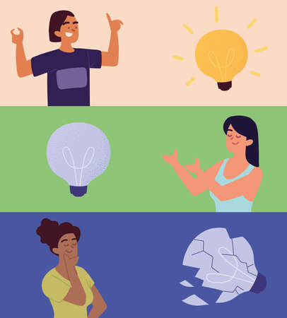 people bulbs ideaのイラスト素材