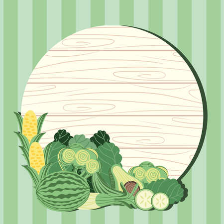 green fruits and vegetables bannerのイラスト素材