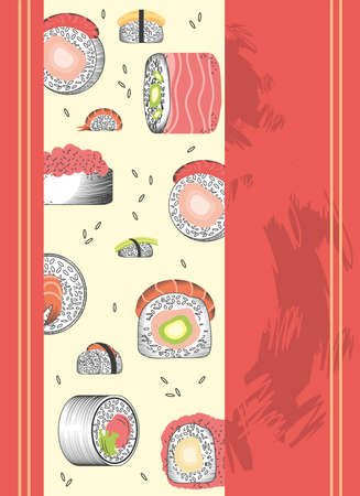 various sushi rollsのイラスト素材