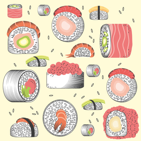 sushi nutrition menu background styleのイラスト素材