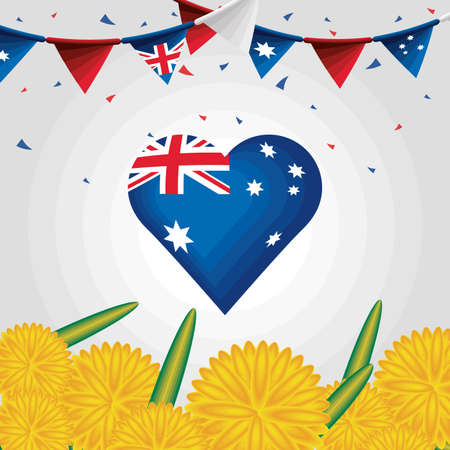australia day flag in heartのイラスト素材