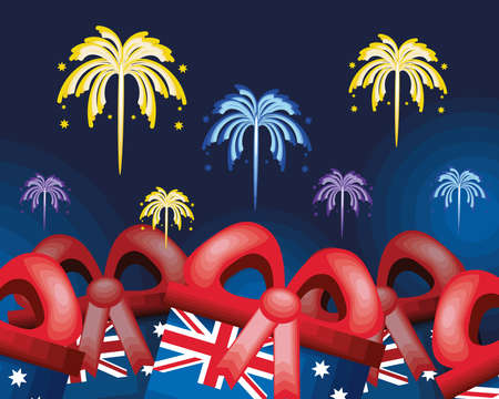 australia day fireworksのイラスト素材