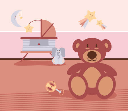 Vektor für baby room with toys - Lizenzfreies Bild