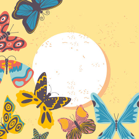butterflies label designのイラスト素材