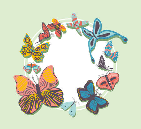 beautiful butterflies badgeのイラスト素材