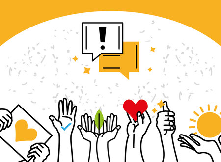 volunteering raised hands