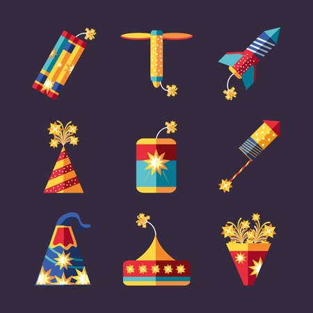icons set fireworksのイラスト素材
