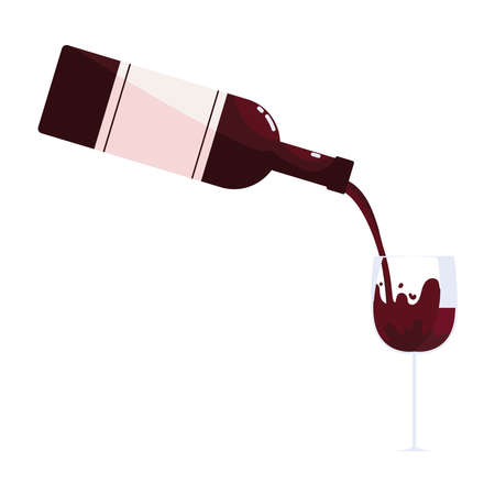 wine bottle pouring in cupのイラスト素材