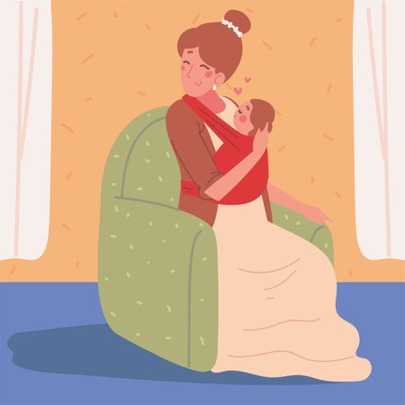 mom and cute babyのイラスト素材