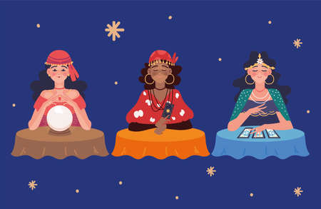 mystic women fortune tellersのイラスト素材