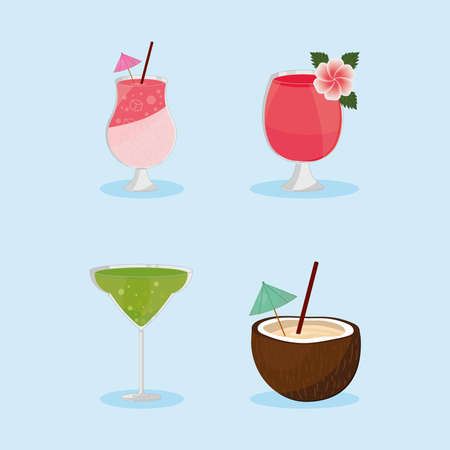 icons cocktails beveragesのイラスト素材