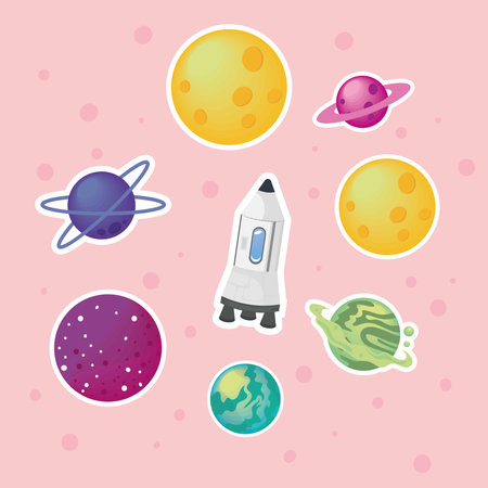 space stickers iconsのイラスト素材