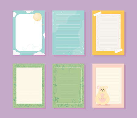 set of notepad papersのイラスト素材