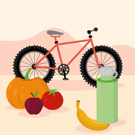 healthy sport and foodのイラスト素材