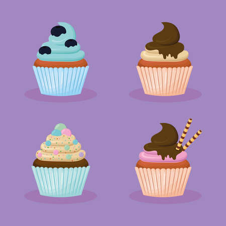 cupcakes snack iconsのイラスト素材