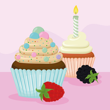 cupcakes dessert foodのイラスト素材