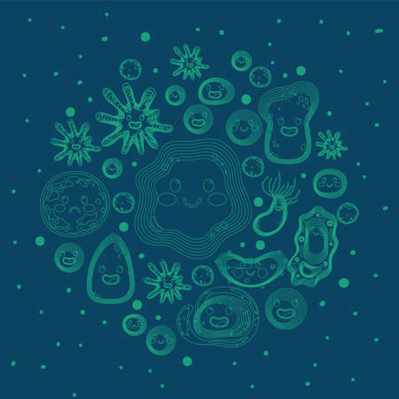 cartoon bacterias and virusのイラスト素材