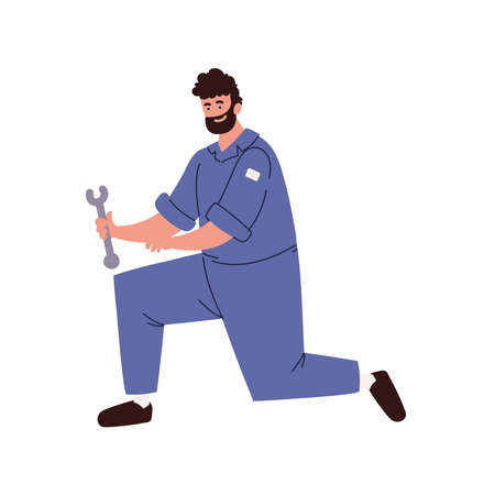 technician man with spannerのイラスト素材