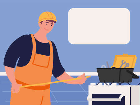 repairman and stoveのイラスト素材