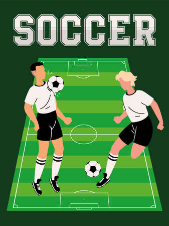 soccer players sport in the fieldのイラスト素材