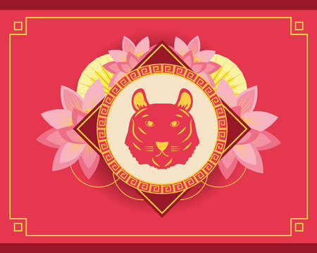 chinese new year of tiger cardのイラスト素材