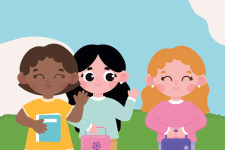 school girls cartoonのイラスト素材