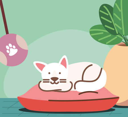 resting cat with toyのイラスト素材