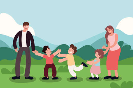 family parents and kidsのイラスト素材