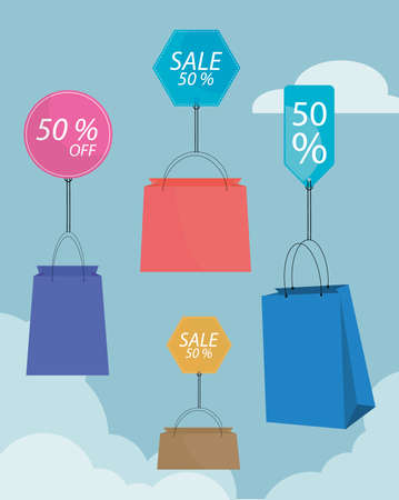 sale hanging bagsのイラスト素材