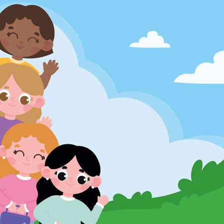 cute girls cartoonのイラスト素材