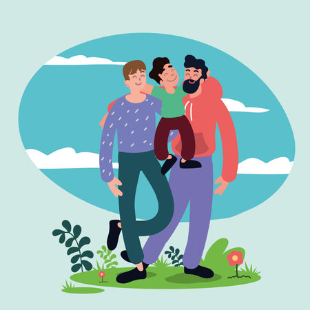 family, gay couple with sonのイラスト素材