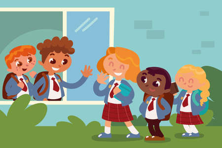 pupils cartoon characterのイラスト素材