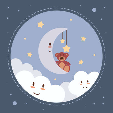 cute baby bear labelのイラスト素材
